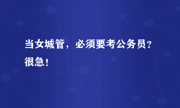 当女城管，必须要考公务员？很急！