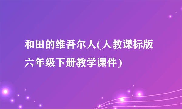 和田的维吾尔人(人教课标版 六年级下册教学课件)