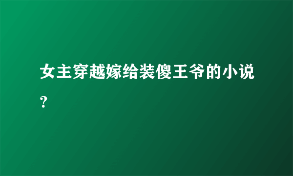 女主穿越嫁给装傻王爷的小说？