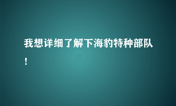 我想详细了解下海豹特种部队！