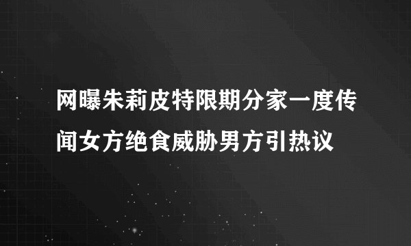 网曝朱莉皮特限期分家一度传闻女方绝食威胁男方引热议