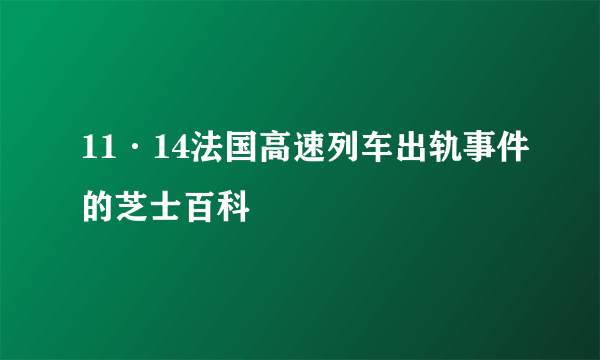 11·14法国高速列车出轨事件的芝士百科