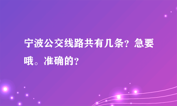 宁波公交线路共有几条？急要哦。准确的？