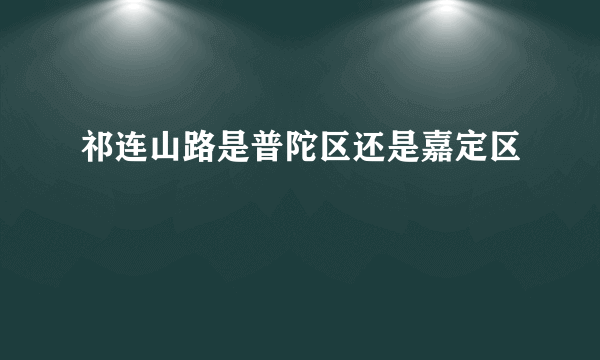 祁连山路是普陀区还是嘉定区