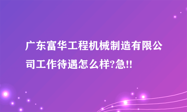 广东富华工程机械制造有限公司工作待遇怎么样?急!!