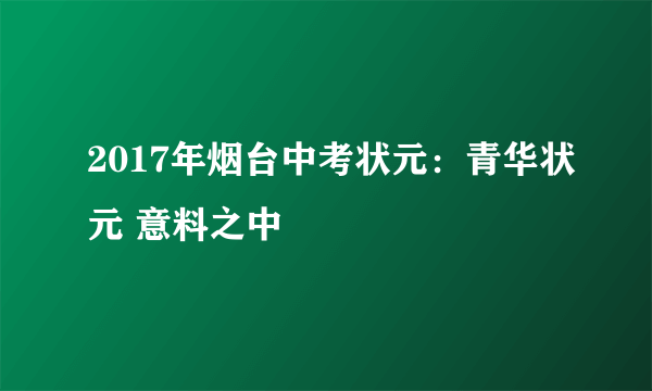 2017年烟台中考状元：青华状元 意料之中