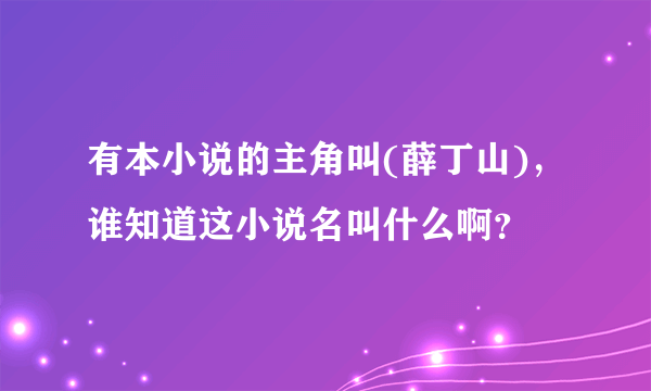 有本小说的主角叫(薛丁山)，谁知道这小说名叫什么啊？