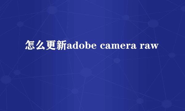 怎么更新adobe camera raw