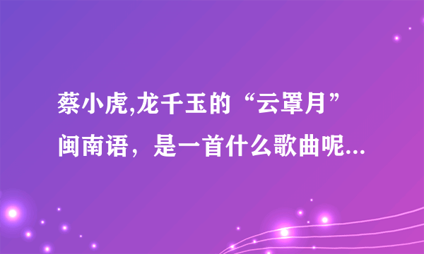 蔡小虎,龙千玉的“云罩月”闽南语，是一首什么歌曲呢？？比如情歌、励志等等....