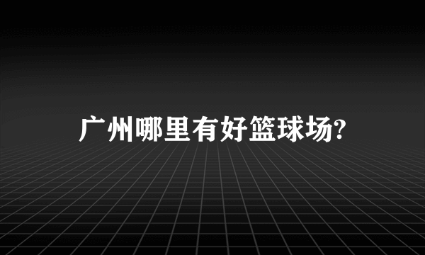 广州哪里有好篮球场?