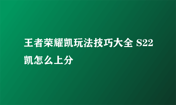 王者荣耀凯玩法技巧大全 S22凯怎么上分