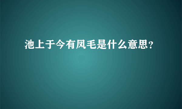 池上于今有凤毛是什么意思？