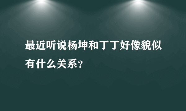 最近听说杨坤和丁丁好像貌似有什么关系？