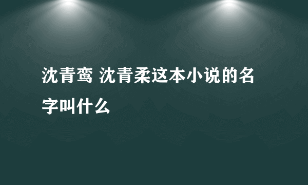 沈青鸾 沈青柔这本小说的名字叫什么