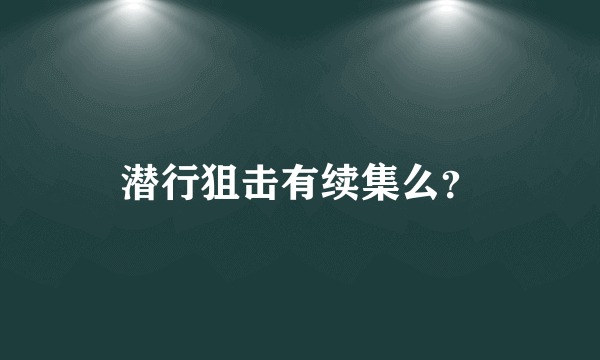 潜行狙击有续集么？