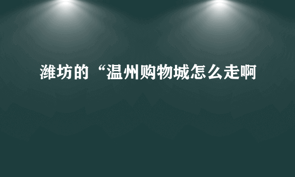 潍坊的“温州购物城怎么走啊