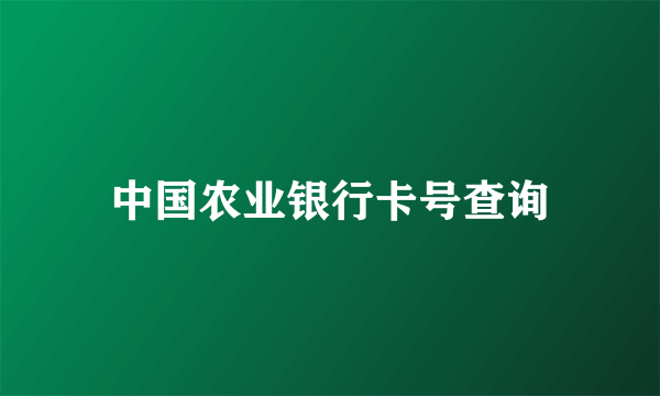 中国农业银行卡号查询