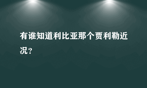 有谁知道利比亚那个贾利勒近况？