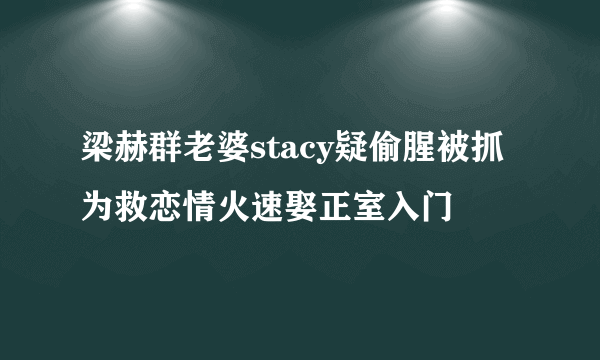 梁赫群老婆stacy疑偷腥被抓为救恋情火速娶正室入门