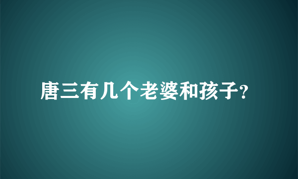 唐三有几个老婆和孩子？