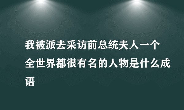 我被派去采访前总统夫人一个全世界都很有名的人物是什么成语