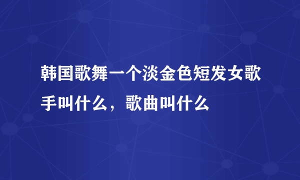 韩国歌舞一个淡金色短发女歌手叫什么，歌曲叫什么