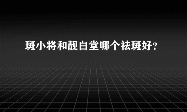 斑小将和靓白堂哪个祛斑好？