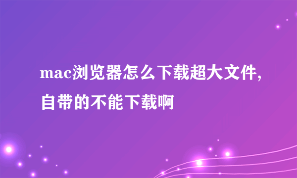 mac浏览器怎么下载超大文件,自带的不能下载啊