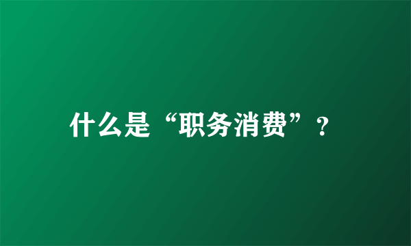 什么是“职务消费”？