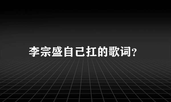 李宗盛自己扛的歌词？