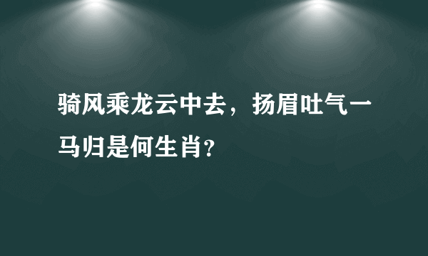 骑风乘龙云中去，扬眉吐气一马归是何生肖？