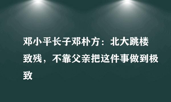 邓小平长子邓朴方：北大跳楼致残，不靠父亲把这件事做到极致