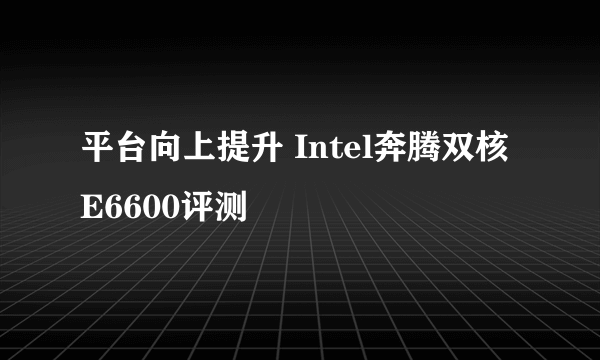 平台向上提升 Intel奔腾双核E6600评测