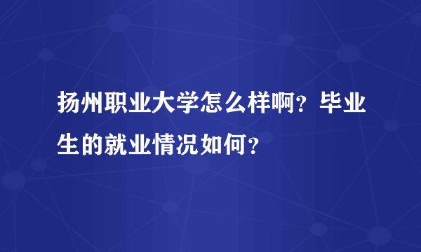 扬州职业大学怎么样啊？毕业生的就业情况如何？