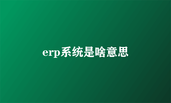 erp系统是啥意思