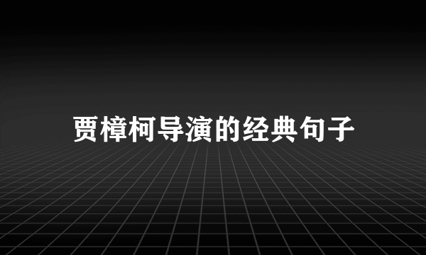 贾樟柯导演的经典句子