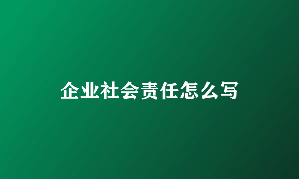 企业社会责任怎么写