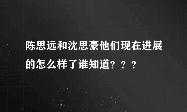 陈思远和沈思豪他们现在进展的怎么样了谁知道？？？