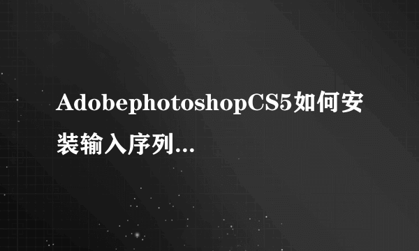 AdobephotoshopCS5如何安装输入序列号后下一步该干嘛