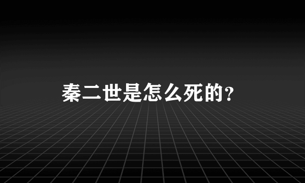 秦二世是怎么死的？