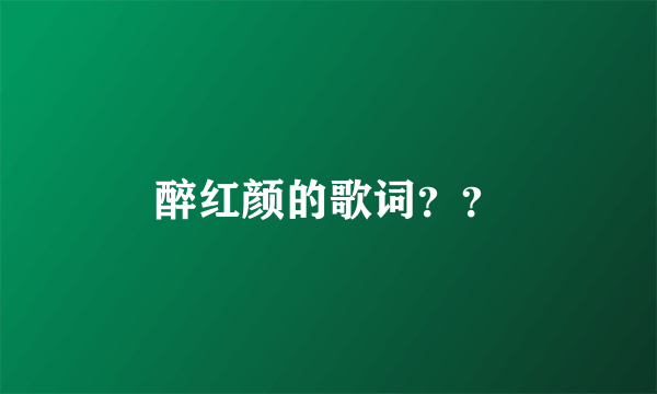 醉红颜的歌词？？