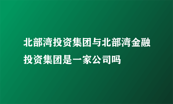 北部湾投资集团与北部湾金融投资集团是一家公司吗