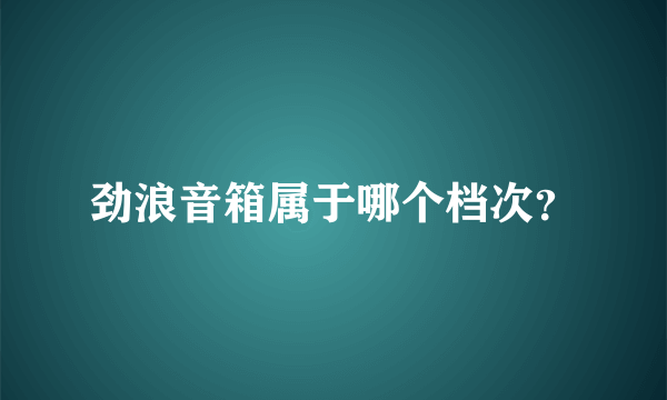 劲浪音箱属于哪个档次？