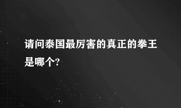 请问泰国最厉害的真正的拳王是哪个?