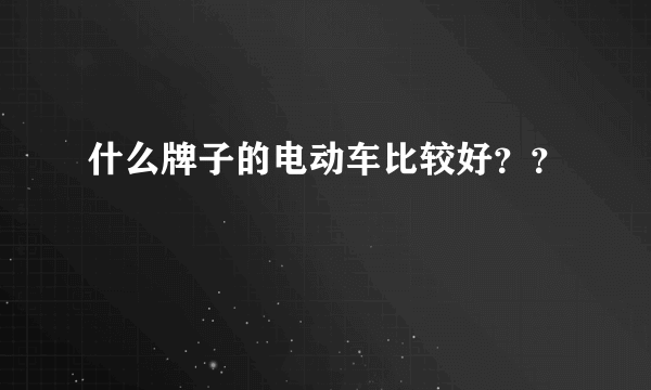 什么牌子的电动车比较好？？