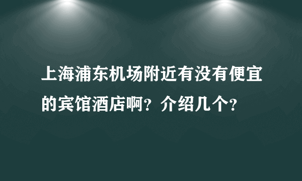 上海浦东机场附近有没有便宜的宾馆酒店啊？介绍几个？