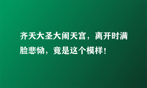 齐天大圣大闹天宫，离开时满脸悲恸，竟是这个模样！