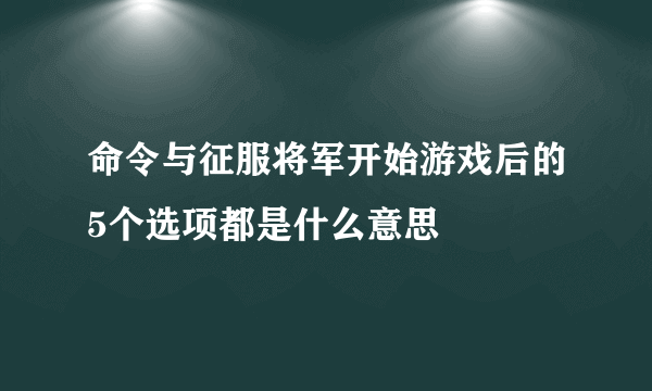 命令与征服将军开始游戏后的5个选项都是什么意思