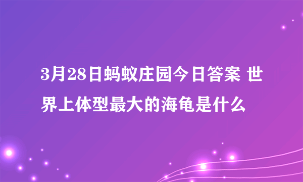 3月28日蚂蚁庄园今日答案 世界上体型最大的海龟是什么