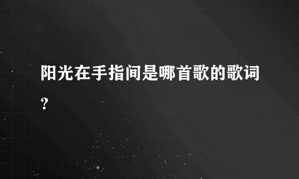 阳光在手指间是哪首歌的歌词？